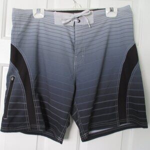 Op Opflex 4-way Stretch Mens Gray Black Swim Board Short NWOT - Size 35W